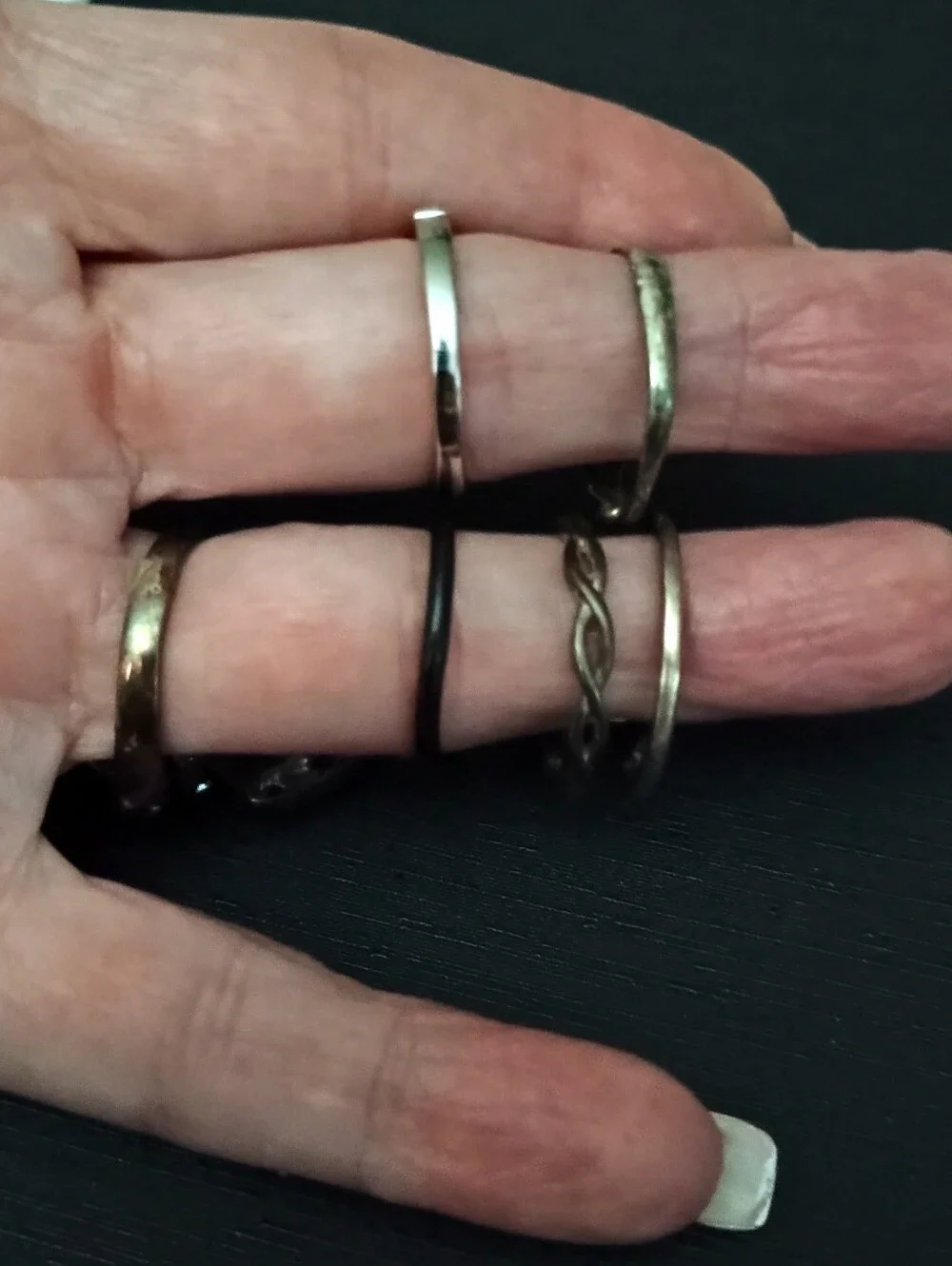 Vintage 925 Stackable Silver Rings with Red and Green Gem Accents -Sizes 5 To 9